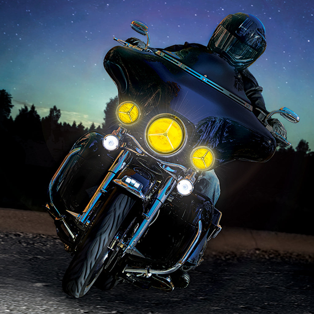 Tri Bar Bullet Style Chrome Headligh With Visor