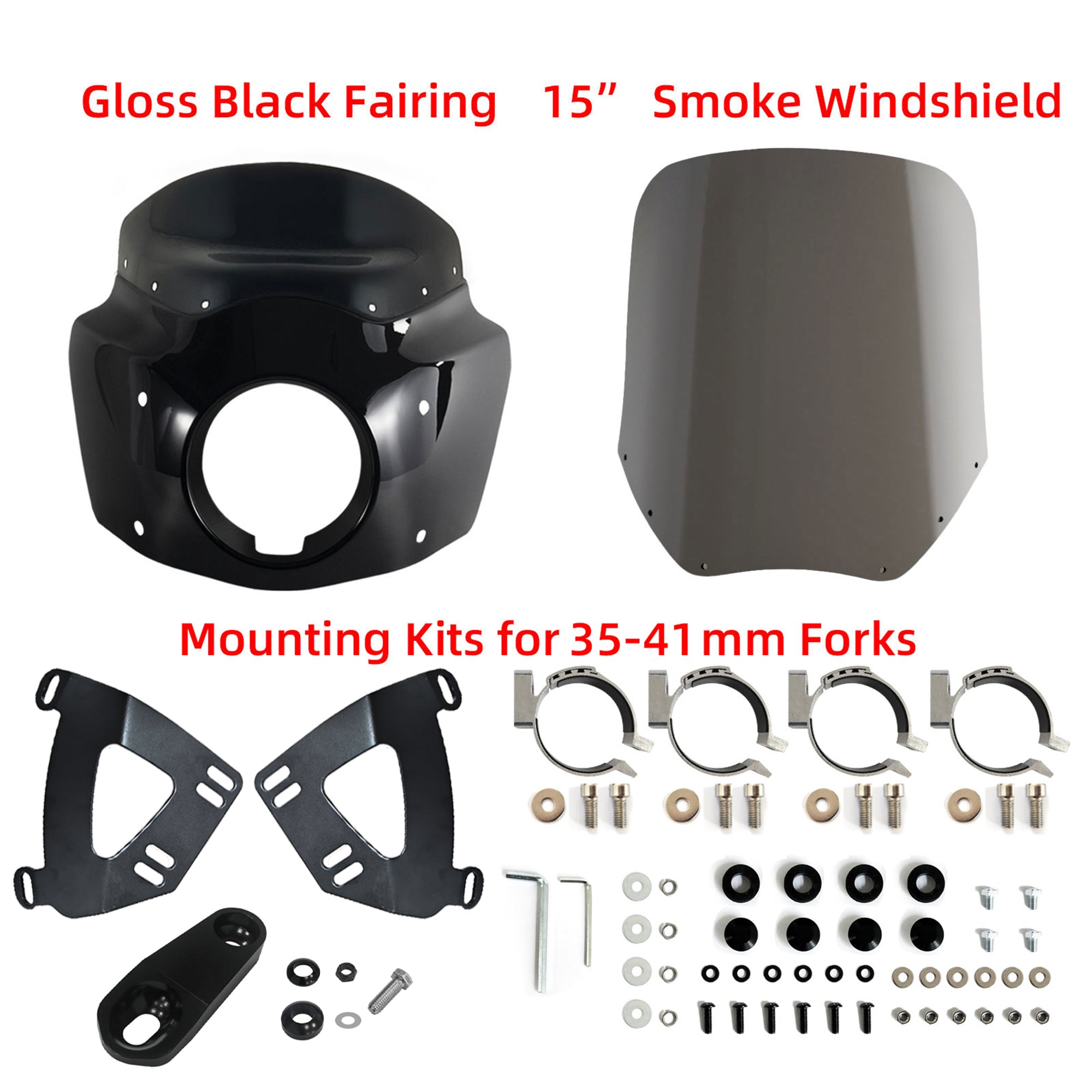 Motorcycle Fairing with 11in/15in Windshield Mounting Kit for Harley Sportster 1100 1200 Iron 883 HD Dyna