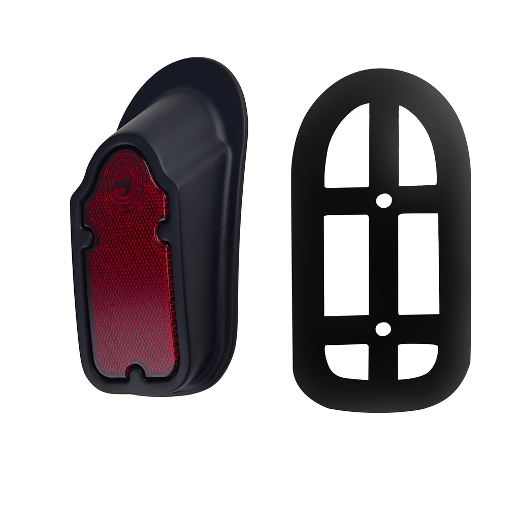 Motorcycles LED Brake Tail Light, Chrome Metal Tombstone Red Taillight with High-Low Brightness, Compatible with Harley Bike