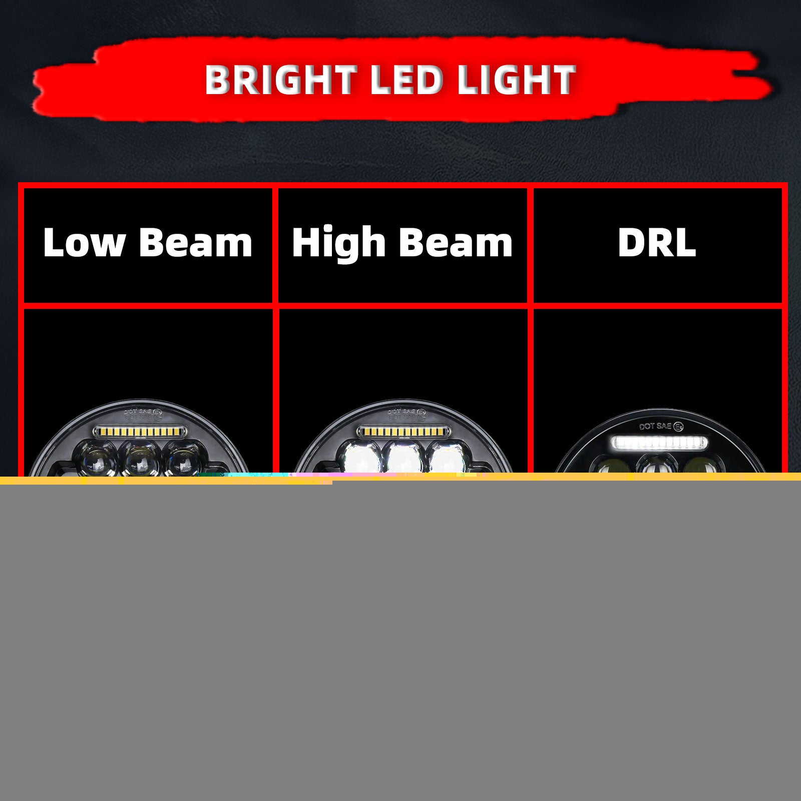 Motorcycle 5.75" LED  Visor Headlight with DRL