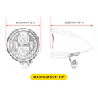 Motorcycle 4.5" LED Headlight with Classic Visor