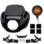 9" Windshield Front Quarter Fairing With 5.75" LED Headlight A Set For Harley Dyna Super Glide FXDC Low Rider Street Bob FXDB