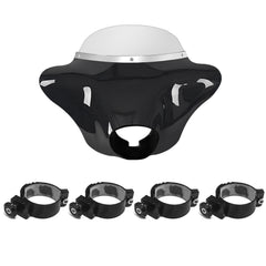 Batwing Fairing Smoke/Clear Windshield Chrome/Black Trim With Dyna Brackets For Harley Dyna Glide FXDC 2006-14 FXD Street Bob FXBB Low Rider S FXDLS