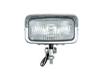 Motorcycle LED Square Headlight With Visor Bottom Mount - Chrome Headlamp Universal Fit Harley Chopper Suzuki Kawasaki