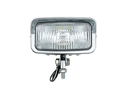 Motorcycle LED Square Headlight With Visor Bottom Mount - Chrome Headlamp Universal Fit Harley Chopper Suzuki Kawasaki