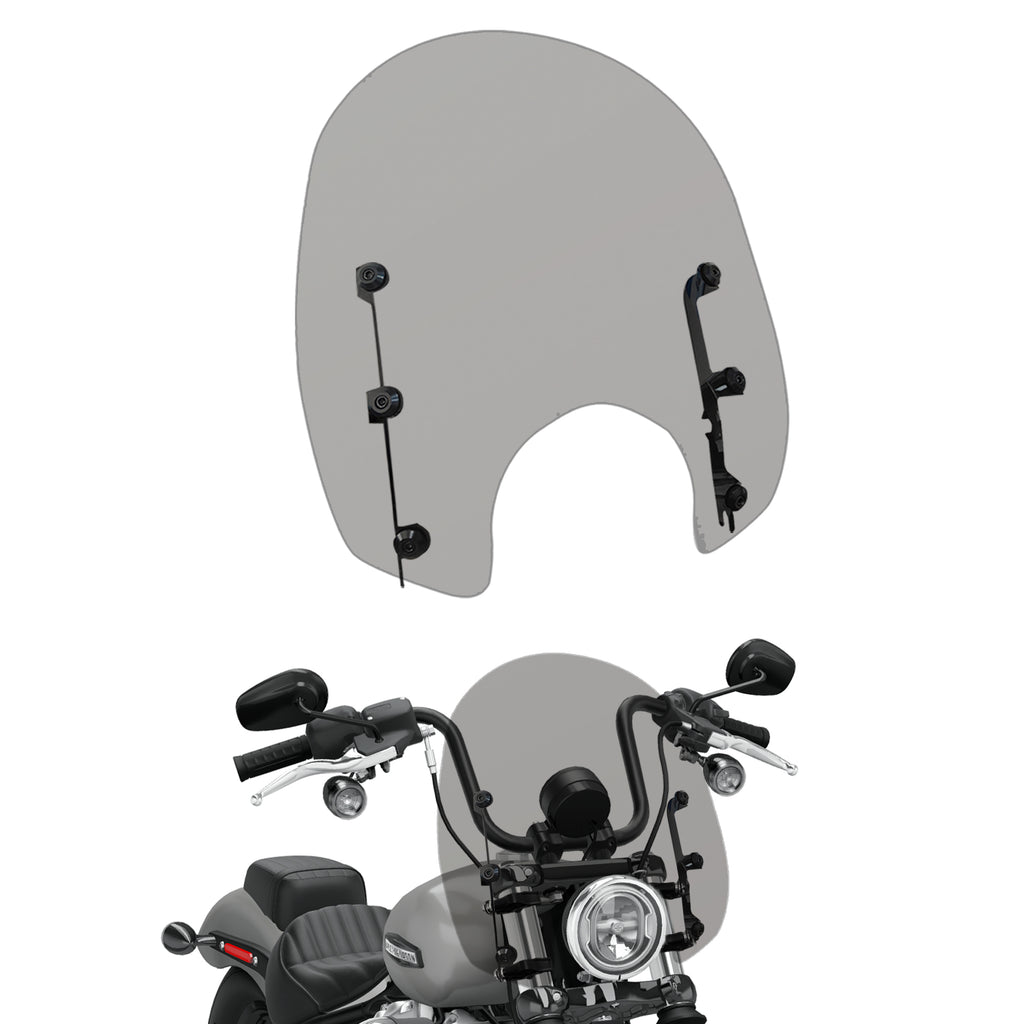 15" Motorcycle Windshield with 4 Quick-Release Fork Clamps, Smoke Windscreen Deflector for Harley Softail Street Bob FXBB FXBBS Standard FXST Low Rider FXLR, Dyna FXD FXDB FXDL FXDC FXCW