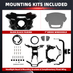 FATECIM Front Headlight ST Fairing with 7" Smoke Windshield Windscreen & Mounting Kits For Harley Street Bob FXBB 2018 2019 2020 FXBBS 2021 2022 2023 2024 Softail Standard FXST 2020 2021 2022