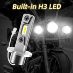 4.5" Motorcycle Auxiliary Lights Motorcycle Fog Lights Led Kit Passing Lamps Spotlights & Housing Bucket with Tri Bar Visor for Harley Honda Kawasaki Suzuki Yamaha Cruiser
