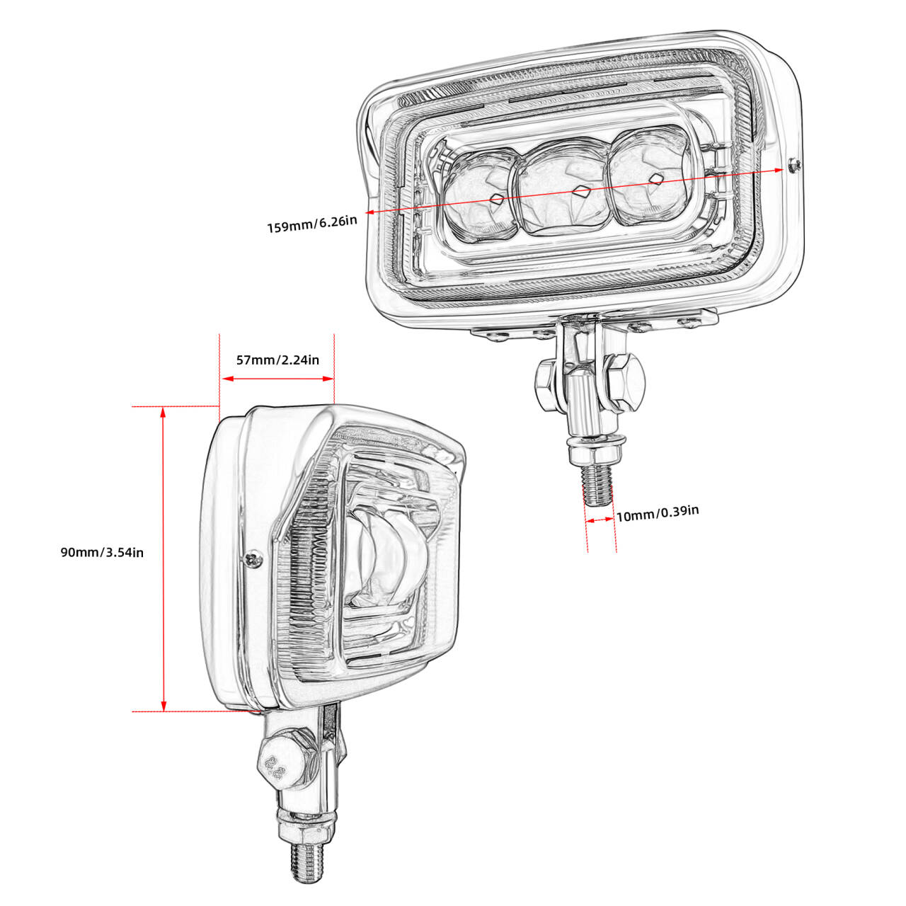 Motorcycle LED Square Headlight