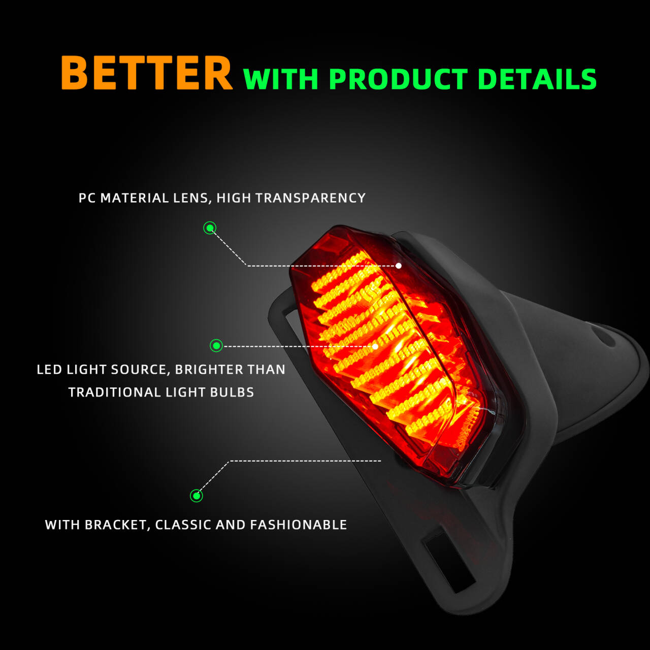 Lucas Style Fender Mount Tail Light Lamp Brake Bracket Cafe Racer Vintage Chopper Bobber Rear Stop Lamp