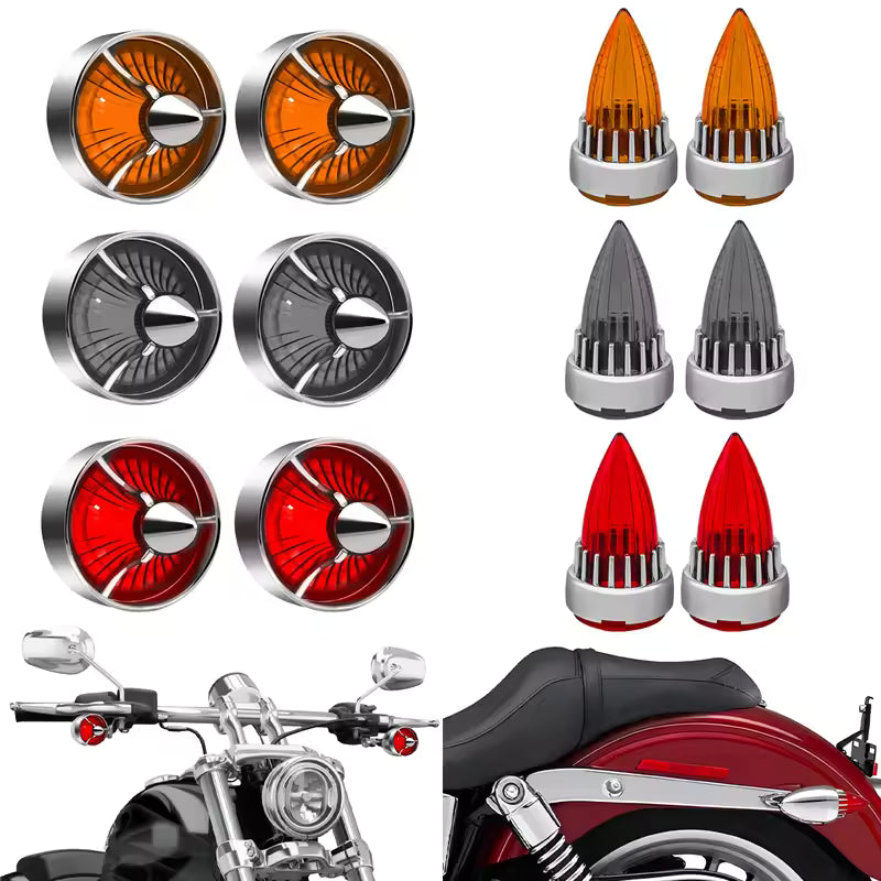 2" Motorcycle Turn Signal Clip-on Rear Tail Light Lens Covers for Harley Softail Street Road Glide Sportster Dyna Deluxe