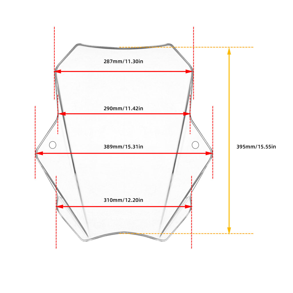 15" Motorcycle Windshield Universal For Harley Davidson Honda Kawasaki Suzuki Triumph Yamaha Indian Victory