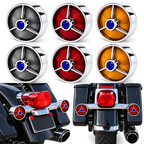 3 1/4" Blue Dot Turn Signal Light Lens Cover for Harley Touring Road Glide Road King Electra Glide Heritage Softail Fatboy Springer 2PCS Tail Light Caps Screw-in Chromed ABS Bezel