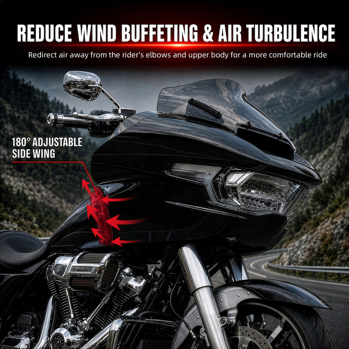 Wind Air Deflector Fairing Side Wings for Harley Road Glide 2024+, Windshield Deflectors for 2024-2026 CVO Road Glide ST FLTRXSTSE 2024-2026 Road Glide FLTRX 2023-2026 CVO Road Glide FLTRXSE