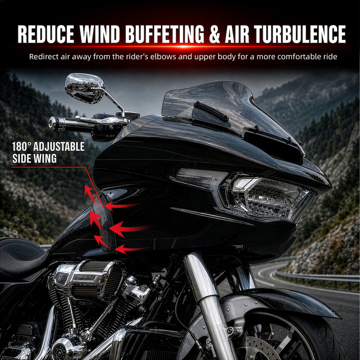 Wind Air Deflector Fairing Side Wings for Harley Road Glide 2024+, Windshield Deflectors for 2024-2026 CVO Road Glide ST FLTRXSTSE 2024-2026 Road Glide FLTRX 2023-2026 CVO Road Glide FLTRXSE
