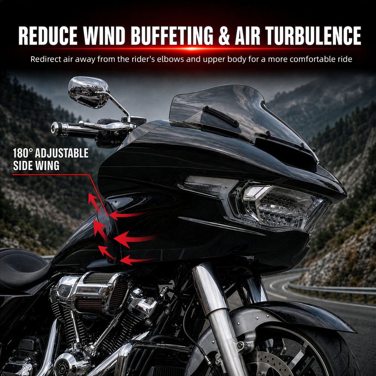 Wind Air Deflector Fairing Side Wings for Harley Road Glide 2024+, Windshield Deflectors for 2024-2026 CVO Road Glide ST FLTRXSTSE 2024-2026 Road Glide FLTRX 2023-2026 CVO Road Glide FLTRXSE