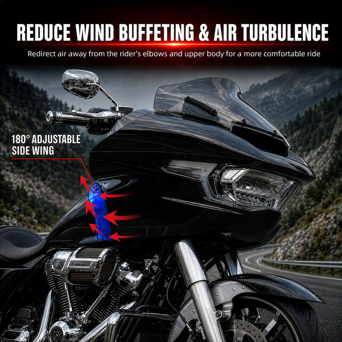 Wind Air Deflector Fairing Side Wings for Harley Road Glide 2024+, Windshield Deflectors for 2024-2026 CVO Road Glide ST FLTRXSTSE 2024-2026 Road Glide FLTRX 2023-2026 CVO Road Glide FLTRXSE